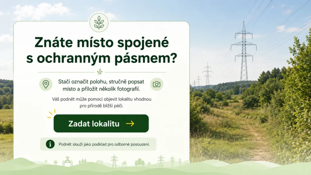 Výzva k zadání lokality spojené s ochranným pásmem do mapy Zeleň pod proudem.